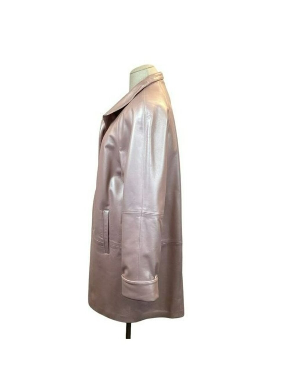 Dero By Rocco DAmelio Womens Pink Leather Coat Medium Button Front Made In USA - Picture 6 of 16